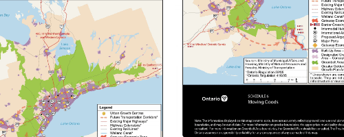 Cropped maps of southern Ontario to show future land development