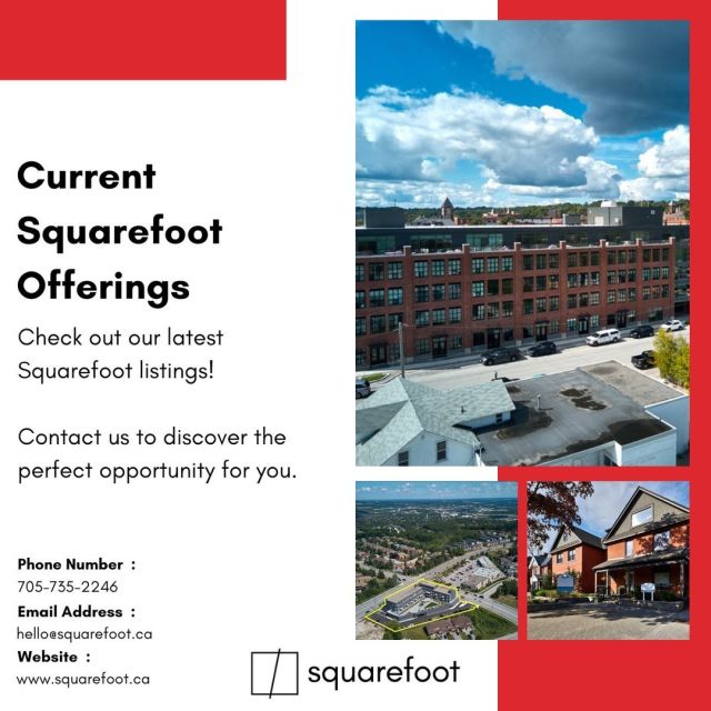 Looking for the perfect opportunity? Check out our current Squarefoot offerings and give us a call today. Let us know how we can help.

#Squarefoot #CommercialRealEstate #RealEstate #Listings